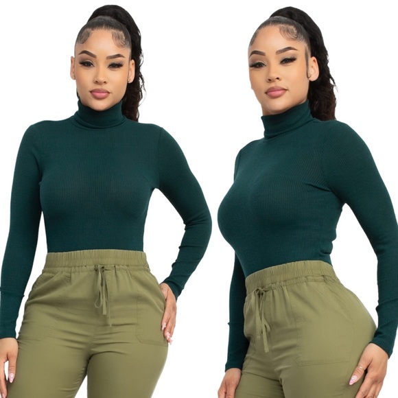 Dark green turtleneck bodysuit - Picture 3 of 7